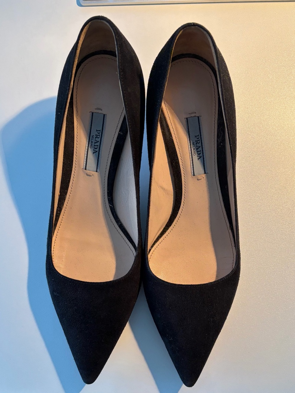 Prada Black Suede Pointed Toe Pumps